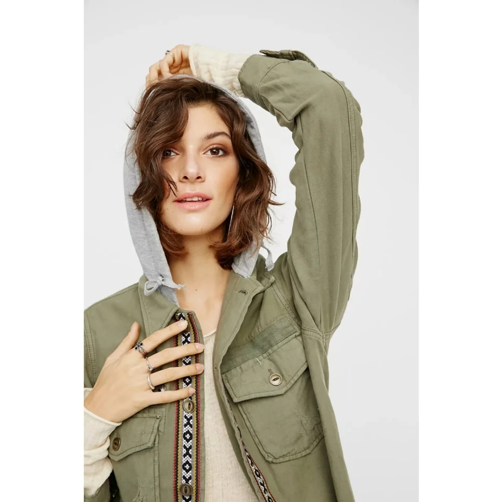 Free People Weekend Wanderer Distressed Cargo Jacket XS Boho Utility Jacket